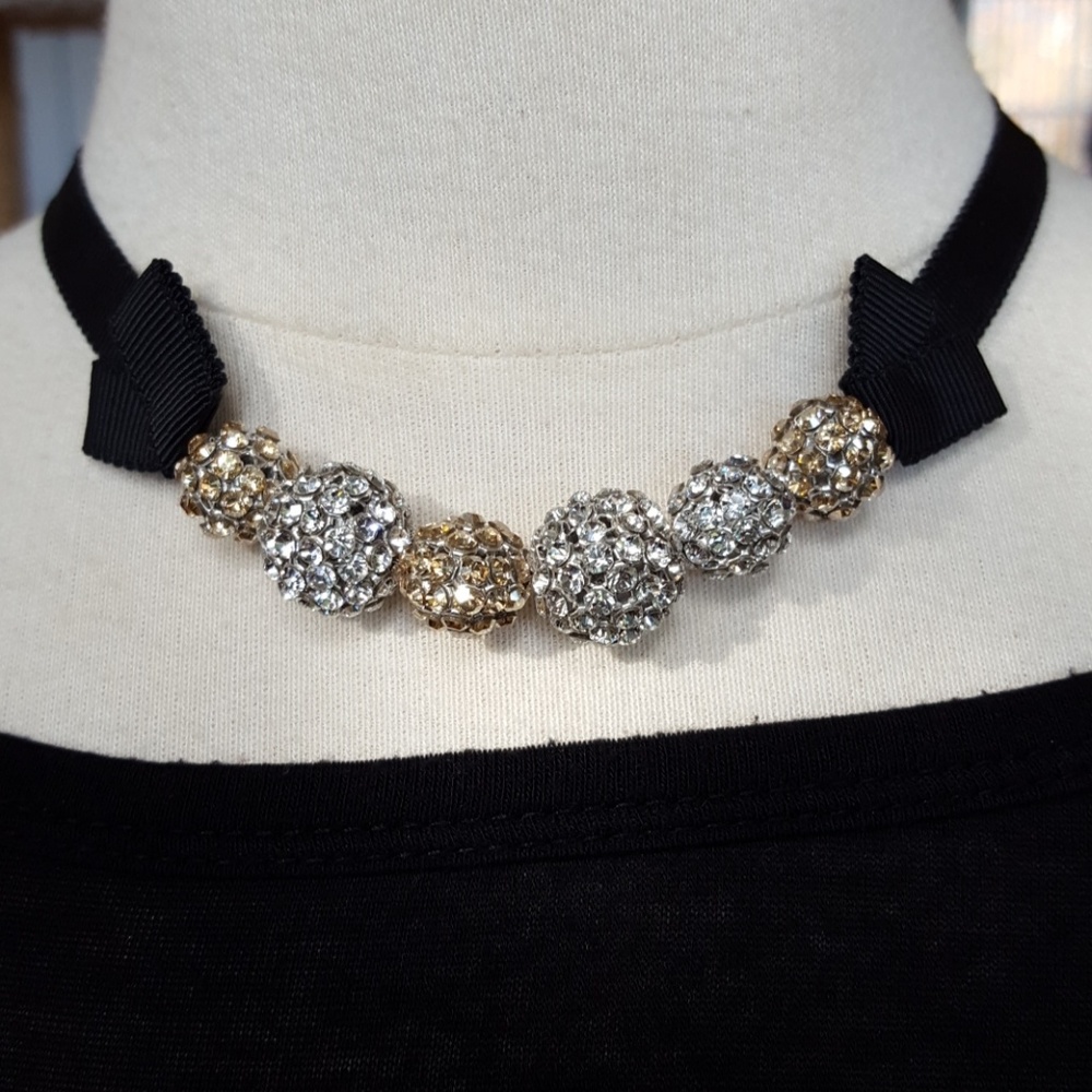 Swarovski black ribbon  necklace